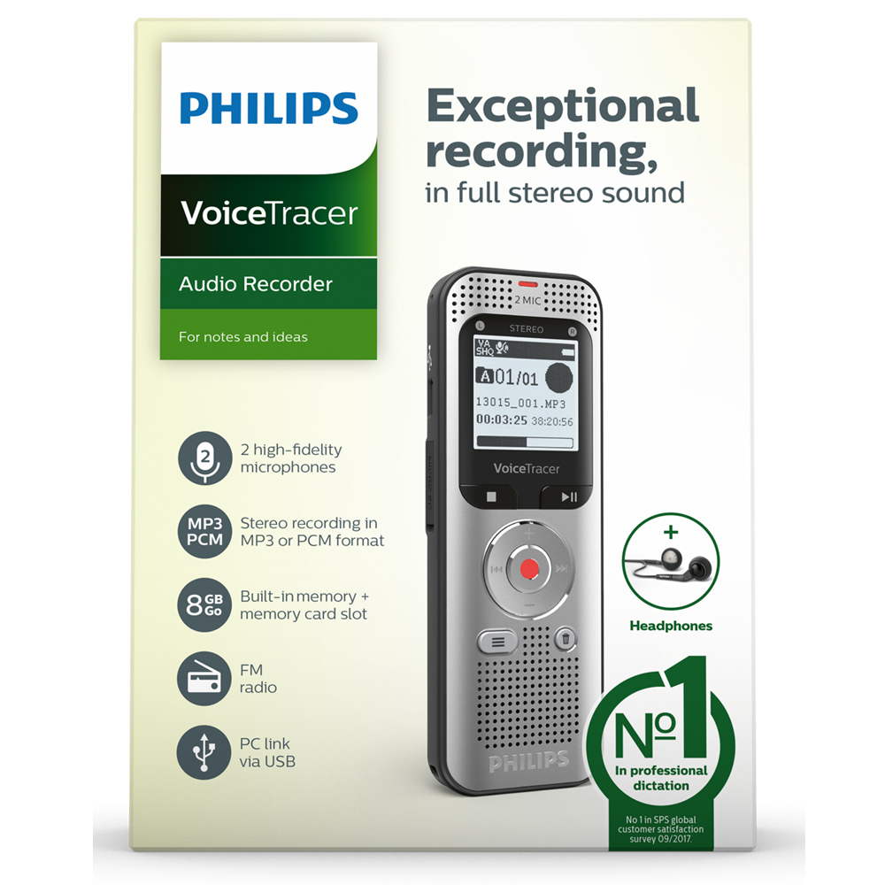 Philips Audiorekorder Digitaler Voice Tracer 2050 (DVT2050)