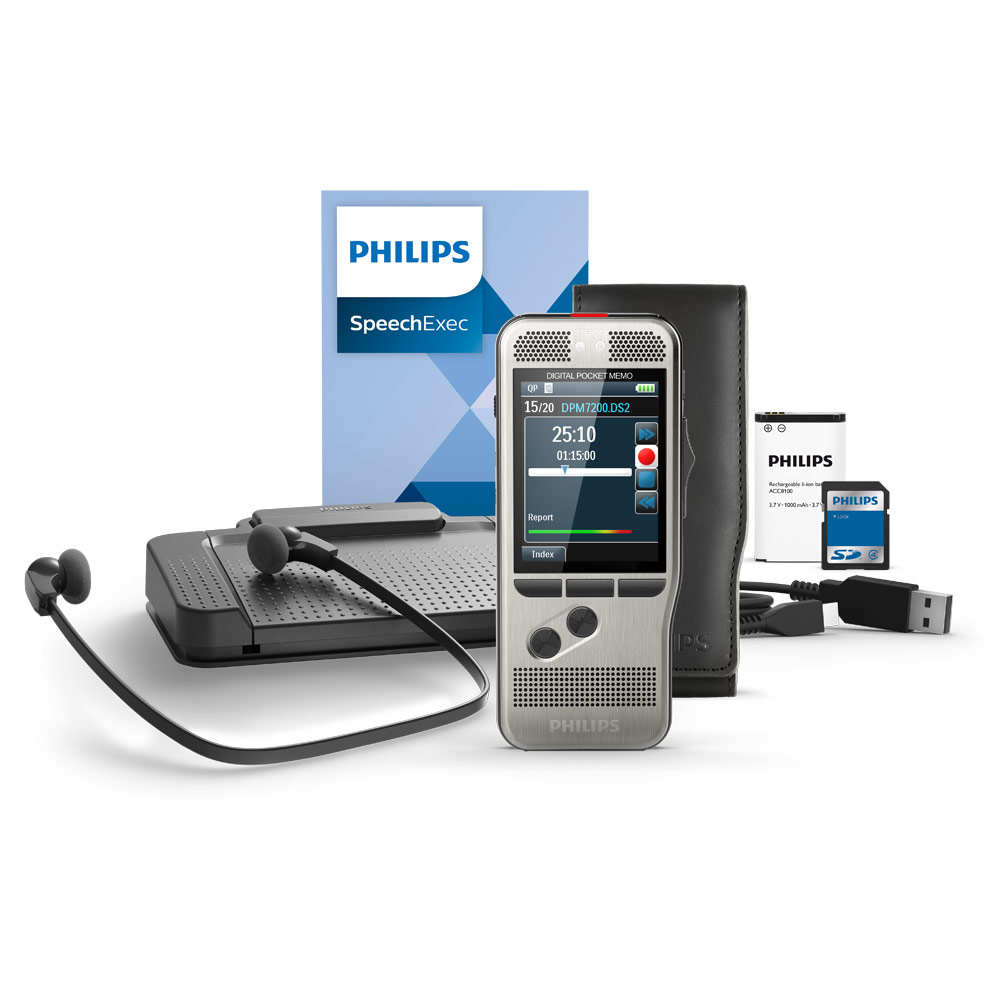 Diktiergerät und Fußschalter Philips Starterkit DPM7700