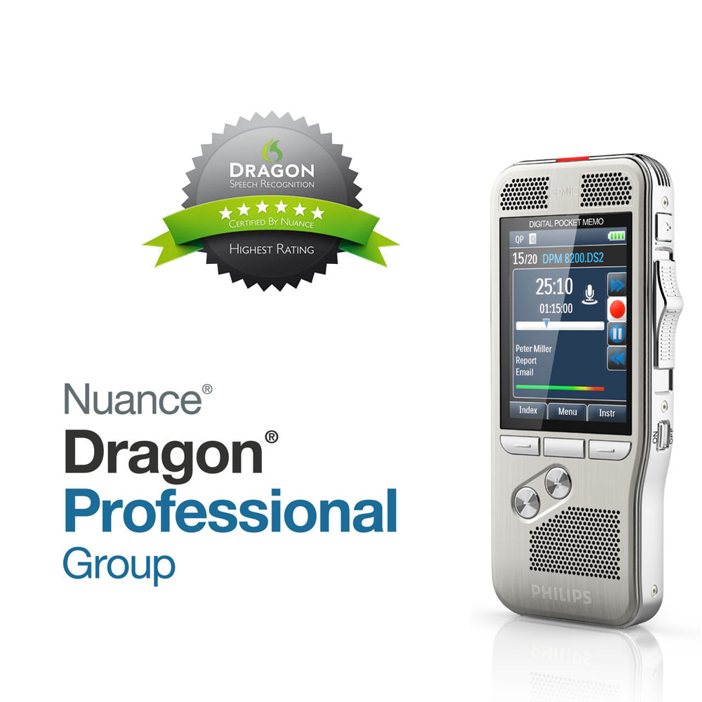 Philips Diktiergerät DPM 8200 mit Spracherkennung Dragon Professional Group 15