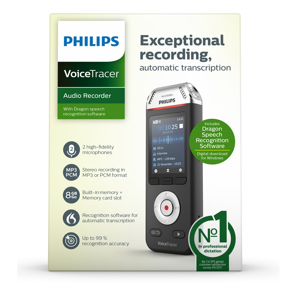 Philips Audiorekorder mit Spracherkennung DVT 2810