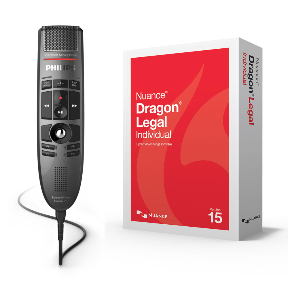 Philips SpeechMike Premium LFH3500 mit Spracherkennung Dragon Legal Individual 15