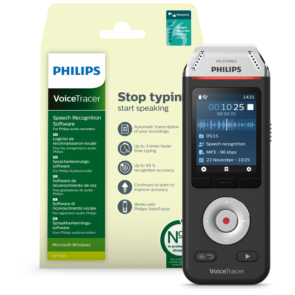 Philips Audiorekorder mit Spracherkennung DVT 2810