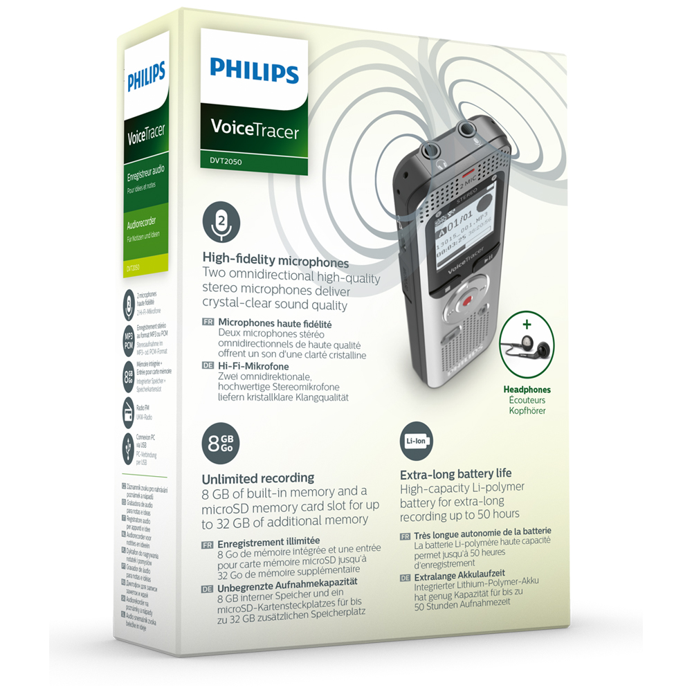 Philips Audiorekorder Digitaler Voice Tracer 2050 (DVT2050)